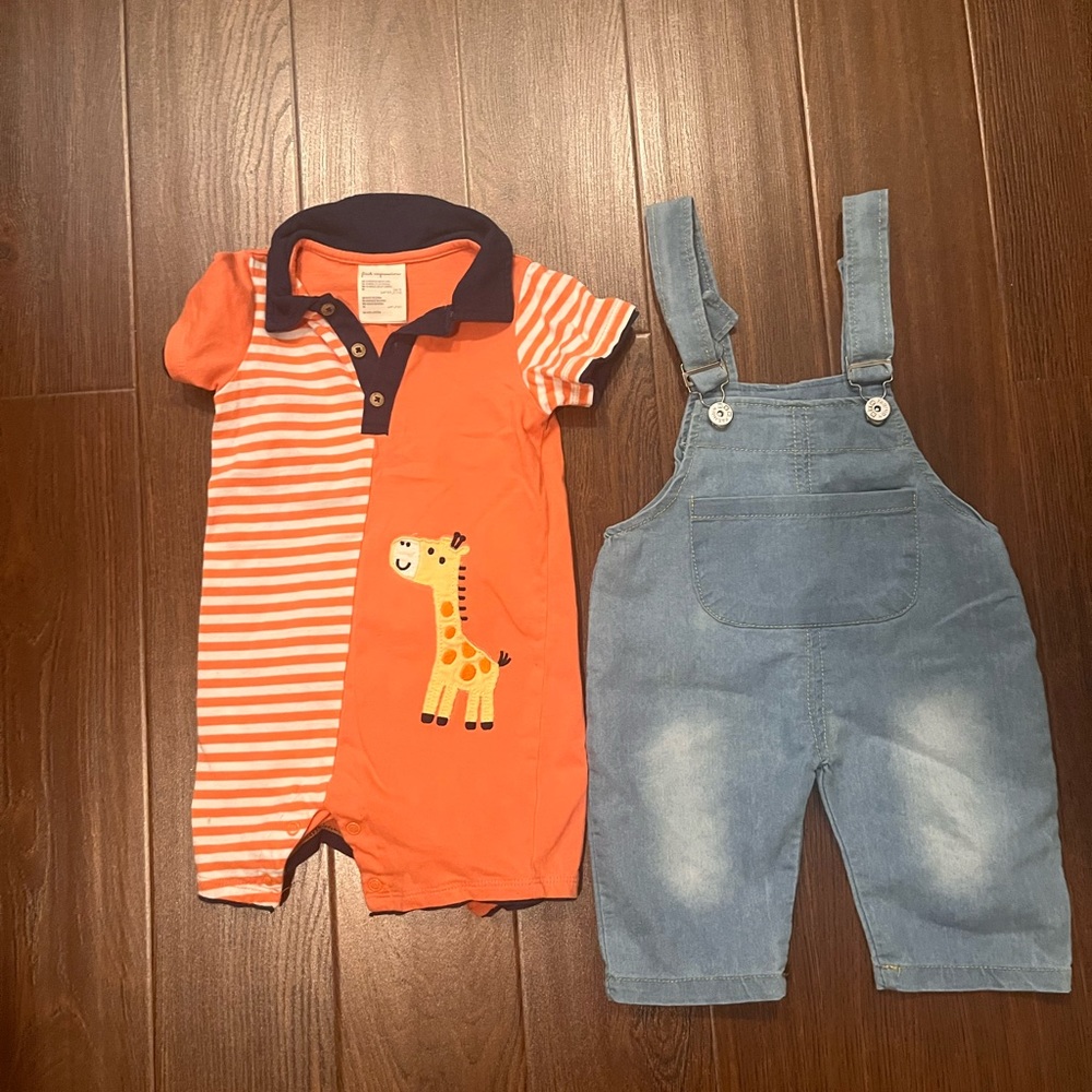 12-18 month romper shirt and overall